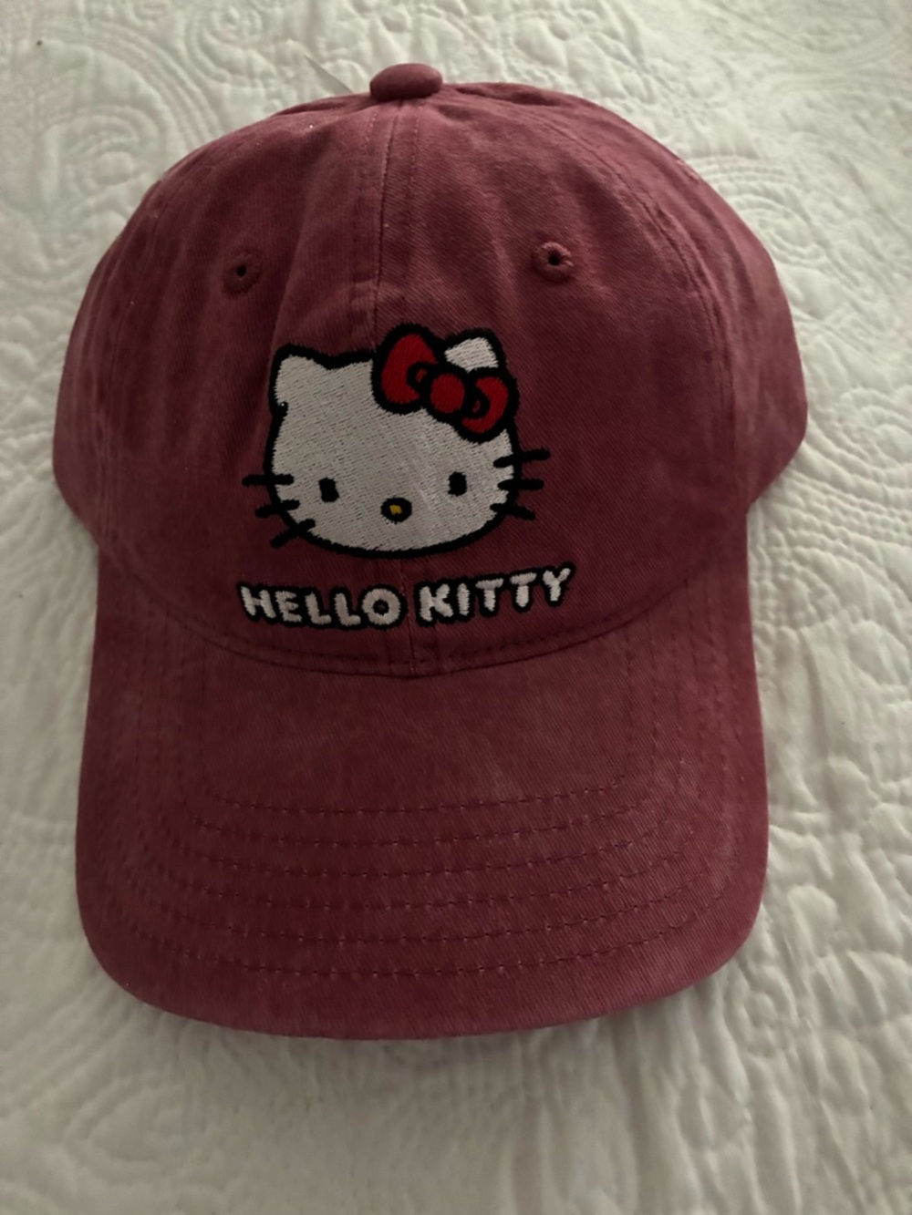 Hello Kitty Rose Pink Embroidered Baseball Cap